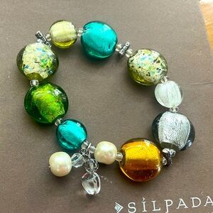 Silpada Designs .925 Sterling Silver Multi-stone Stretchy Bracelet